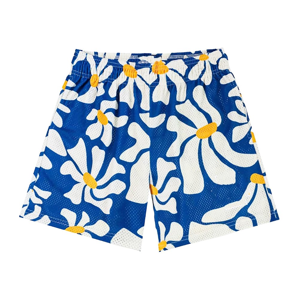DIOTSR Mens Graphic Shorts Casual Streetwear Cool Basketball Shorts Running Workout Shorts with Pockets Drawstring Waist (Flower-Navy,Medium)