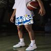 DIOTSR Mens Graphic Shorts Casual Streetwear Cool Basketball Shorts Running Workout Shorts with Pockets Drawstring Waist (Flower-Navy,Medium) view 3