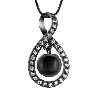 AIWENXI Infinity Cremation Jewelry Urns Necklace for Ashes Stainless Steel Memorial Keepsake Urns Pendant Necklaces Crystal Pearl Ash Pendant for Men Women