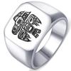 Dacai Solid Steel Engraved Tlingit Killer Whale Symbol Mens Womens Signet Ring Band view 1