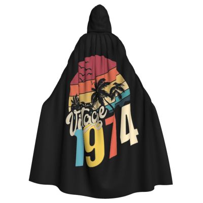 50th Birthday Gifts for Him Her Vintage 1974 Hooded Cape Unisex Halloween Christmas Cape Costume Party Cape Black