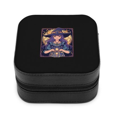 Dark Academia Tarot Card Sun Moon Crystals Witch Jewelry Box PU Leather Display Storage Box Portable Travel Jewelry Organizer Case for Necklaces Rings