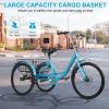 HEVIRGO Adult Tricycle,7 Speed Adult Trikes 24 inch 3 Wheel Bikes with Dual Chain,Cruiser Bike with Large Rear Basket for Seniors, Women, Men for Recreation, Shopping, Exercise 330lbs Atrovirens view 3