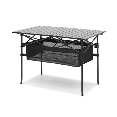 Athena Collection Folding Camping Table with Storage, Outdoor Aluminum Camping Side Table with Carry Bag, Foldable Lightweight Camp Table Portable Roll Up Table for Picnic Hiking Backpacking BBQ