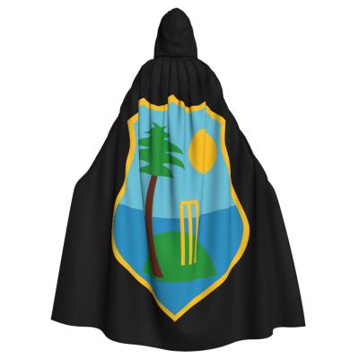 West Indies Cricket Board Flag Hooded Cape Unisex Halloween Christmas Cape Costume Party Cape Black
