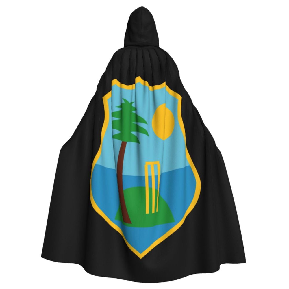 West Indies Cricket Board Flag Hooded Cape Unisex Halloween Christmas Cape Costume Party Cape Black