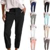 Lolvmvchi Deals of The Day Order MYS,Linen Ankle Pants for Women Casual Elastic High Waisted Business Pants Vacation Bermuda Pants with Pockets,Black,X-Large view 1