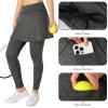 Xioker Women Skirted Full Length Leggings with Pockets,Tennis Skorts Skirts with Leggings Yoga Skorts(Grey Charcoal Full Length M) view 4