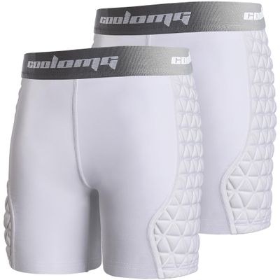 COOLOMG Women Sliding Shorts Softball Padded Compression Slider Shorts for Baseball Football Lacrosse Cricket White L