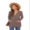 GRECERELLE Women Cardigan Long Sleeve Open Front Button Down V Neck Ribbed Knit Lightweight Sweater Outerwear with Pocket S, Pink view 3