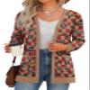 GRECERELLE Women Cardigan Long Sleeve Open Front Button Down V Neck Ribbed Knit Lightweight Sweater Outerwear with Pocket 2XL, Red Pane Lips view 1