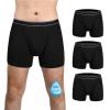 TIICHOO Mens Incontinence Underwear Washable Cotton Incontinence Boxer Briefs with Front Fly 3 Pack (3X-Large, 3 Black) view 1