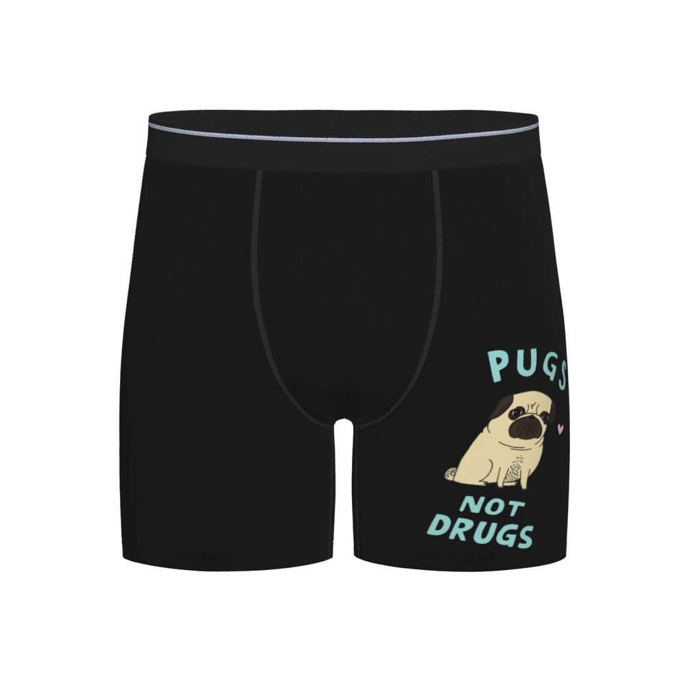 NJHGHHRT Pugs Not Drugs Men's Underwear Boxer Briefs Black
