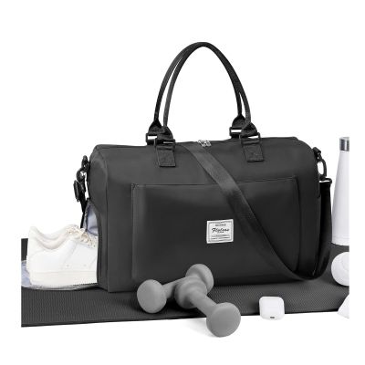 Gym Bag for Women Men Duffle Bags for Travel with Shoe Compartment Shoulder Weekender Overnight Carry on Tote Bags for Airplane Beach Bag Workout Yoga Sport Swimming Black