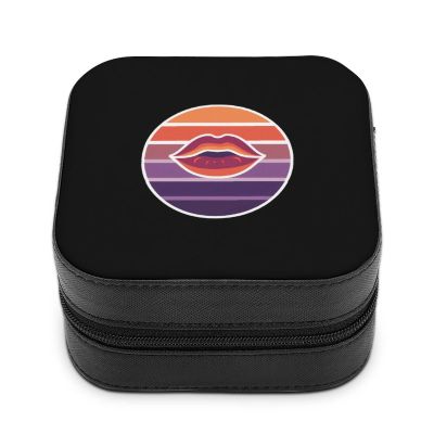 Lipstick Lesbian Flag Jewelry Box PU Leather Display Storage Box Portable Travel Jewelry Organizer Case for Necklaces Rings