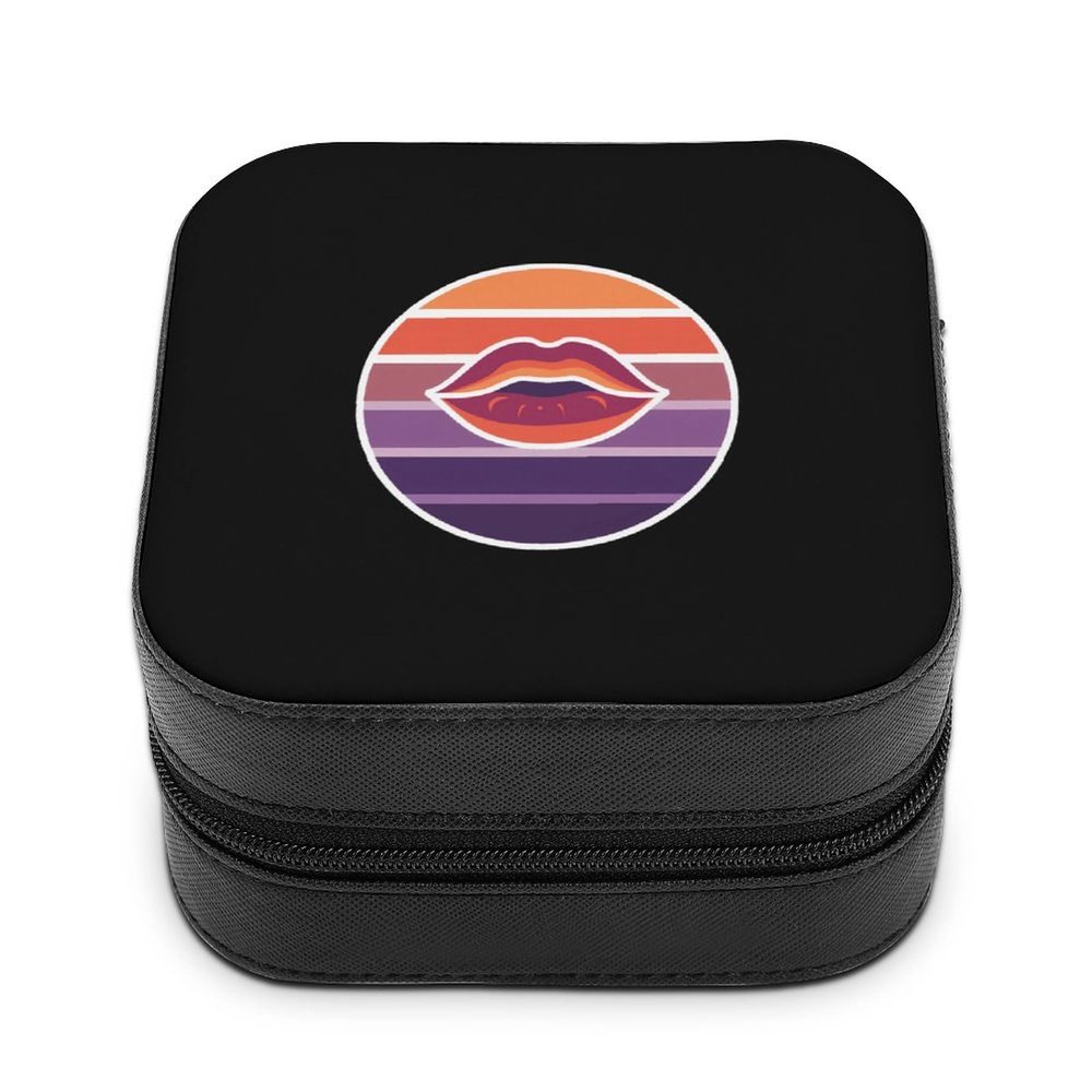 Lipstick Lesbian Flag Jewelry Box PU Leather Display Storage Box Portable Travel Jewelry Organizer Case for Necklaces Rings
