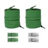 2 Pairs Press Lock Shoelaces Without Ties Elastic Laces Sneakers Kids Adult No Tie Shoe Lace Widened Flat Shoelace Shoes(Green) view 1