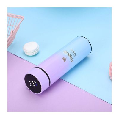 Gradient Color Display Temperature Cup Outdoors Sports Bottle Stainless Steel Water Bottle 500ML (Color : 4) (3)