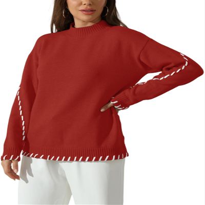 TAKEYAL Women Sweater Long Sleeve Fall Top Casual Trendy Crew Neck 2024 Pullover Loose Winter Knit Top Coffe Small