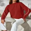 TAKEYAL Women Sweater Long Sleeve Fall Top Casual Trendy Crew Neck 2024 Pullover Loose Winter Knit Top Coffe Small view 4