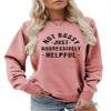 Pifnxtamy Sweatshirt for Women Not Bossy Just Aggressively Helpful Funny Sarcastic Shirt Crewneck Pullover Fall Blouse Rose Gold view 1