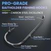 Natufish Baitholder Fishing Hooks 50Pcs Bait Holder Hooks Offset/Double Barbed/Long Shank/Down Eye for Soft Live Baits Saltwater(Size 3/0) view 2
