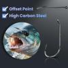 Natufish Baitholder Fishing Hooks 50Pcs Bait Holder Hooks Offset/Double Barbed/Long Shank/Down Eye for Soft Live Baits Saltwater(Size 3/0) view 4