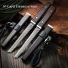 LIUZHANGYU Mini Katana Knife, Damascus Steel Tanto Fixed Blade Knife, Ebony Handle Japanese Sword Letter Opener for Display Collection Gift, Black/silver view 2