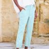 Lolvmvchi Order MYS Placed Recently by Me,Linen Ankle Pants for Women Casual Elastic High Waisted Business Pants Vacation Bermuda Pants with Pockets,Light Blue,Large view 2