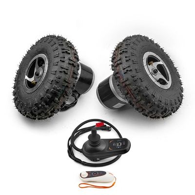 10 Inch Wheel 24V 500W Dual Drive Motor Kit 4.10-4 Off-road Tire 2WD Joystick For Trolley Cart Bike (R J, Max speed 4kph)