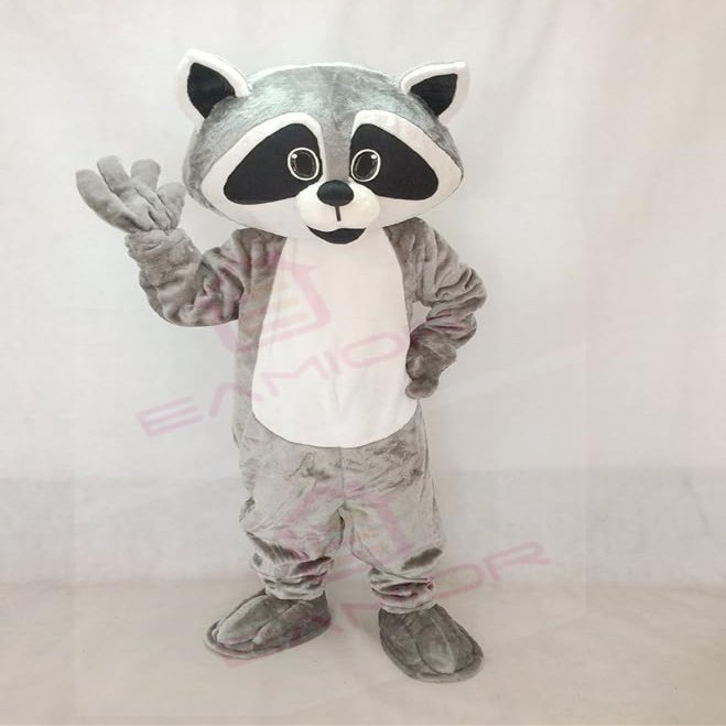 Robbie Raccoon with White Belly Mascot Costume Adult Size for Men & Women with Built-in Fan Inside the Head