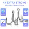 Natufish Treble Fishing Hooks 4X Strong - 10Pcs Triple Hooks Sharp Barbed/High Carbon Steel/Round Bend for Lures Freshwater Saltwater(Size 6#) view 2