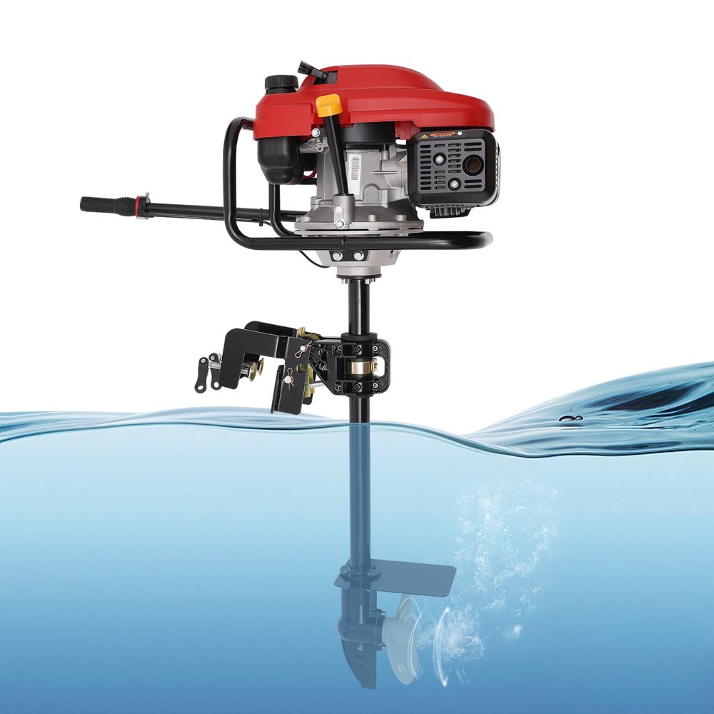 4 Stroke Outboard Motor Engine 3.5 HP/3.5 KW Boat Engine with Air Cooling, 1.3L/ 0.34gal, Marine Boat Motor for Inflatable Boats, Iron Boats, Plastic Boats, Fiberglass Boats, Wooden Boats