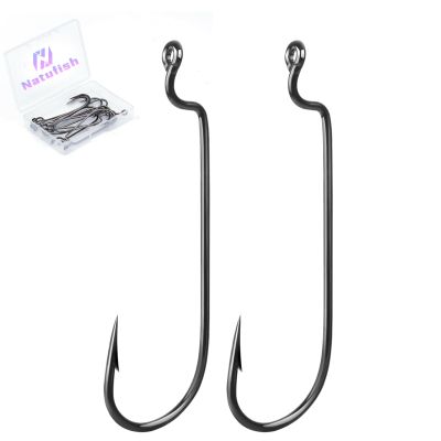 Natufish EWG Hooks for Bass Fishing,50Pcs Texas Carolina Rig Hooks Worm Hook Weedless/Inline for Soft Plastic Baits Saltwater(Size 2#)