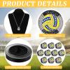Highergo 10 Pcs Hockey Basketball Baseball MVP Dancer Champion Trophy Ring with Display Stand Star Football Soccer Volleyball Golf Softball Cheerleading Bowling Track Field(Silver,Volleyball) view 3