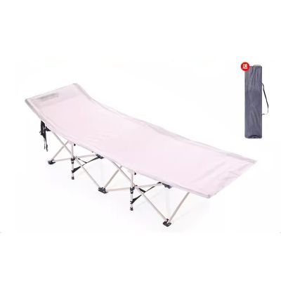 WDFYJ Extra-Wide Camping Cot, Upgrade Sturdy Camping Bed, Cots for Sleeping Support 120kg, with Carry Bag Ultralight Backpacking Cot for Travel(Beige)