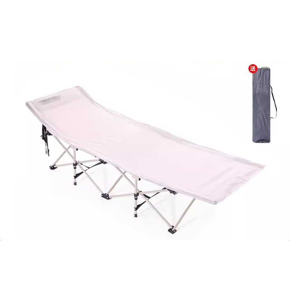 WDFYJ Extra-Wide Camping Cot, Upgrade Sturdy Camping Bed, Cots for Sleeping Support 120kg, with Carry Bag Ultralight Backpacking Cot for Travel(Beige)