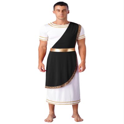 Aislor Mens Ancient Greek God Halloween Cosplay Armor Soldier Role Play Medieval Knight Warrior Cosplay Costume Black Large