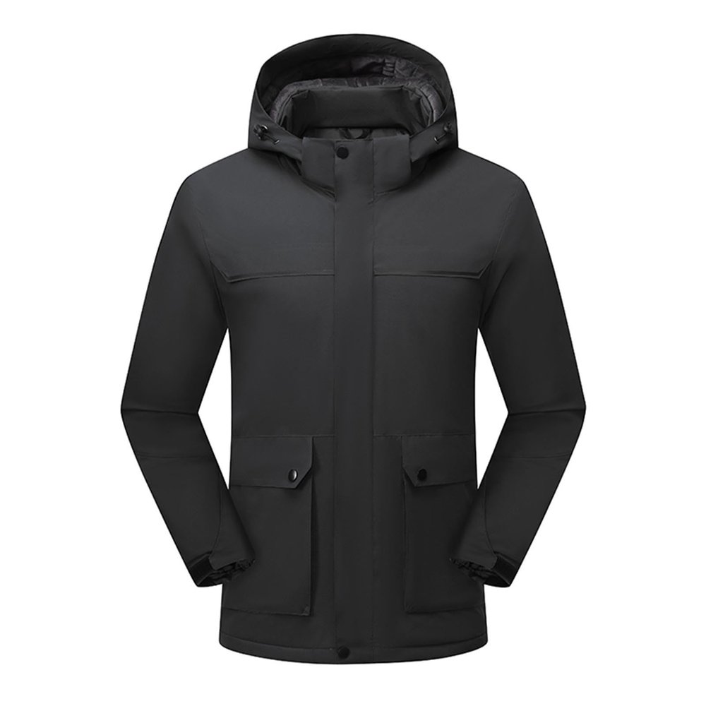 Mens Winter Mountain Snow Jacket Waterproof Warm Winbreaker 2024 Ski Hiking Camping Rain Jackets with Detachable Hood Black