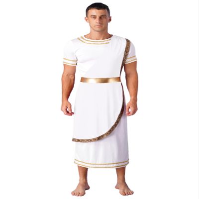 Aislor Mens Ancient Greek God Halloween Cosplay Armor Soldier Role Play Medieval Knight Warrior Cosplay Costume White X-Large