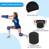 PATIKIL Volleyball Arm Sleeves Knee Pads Set, 4 Pairs Passing Forearm Knee Sleeve with Protection Pads Thumbhole Volleyball Arm Pad for Teenagers Men Women, (5.7-inch/5.5-inch Black) view 4