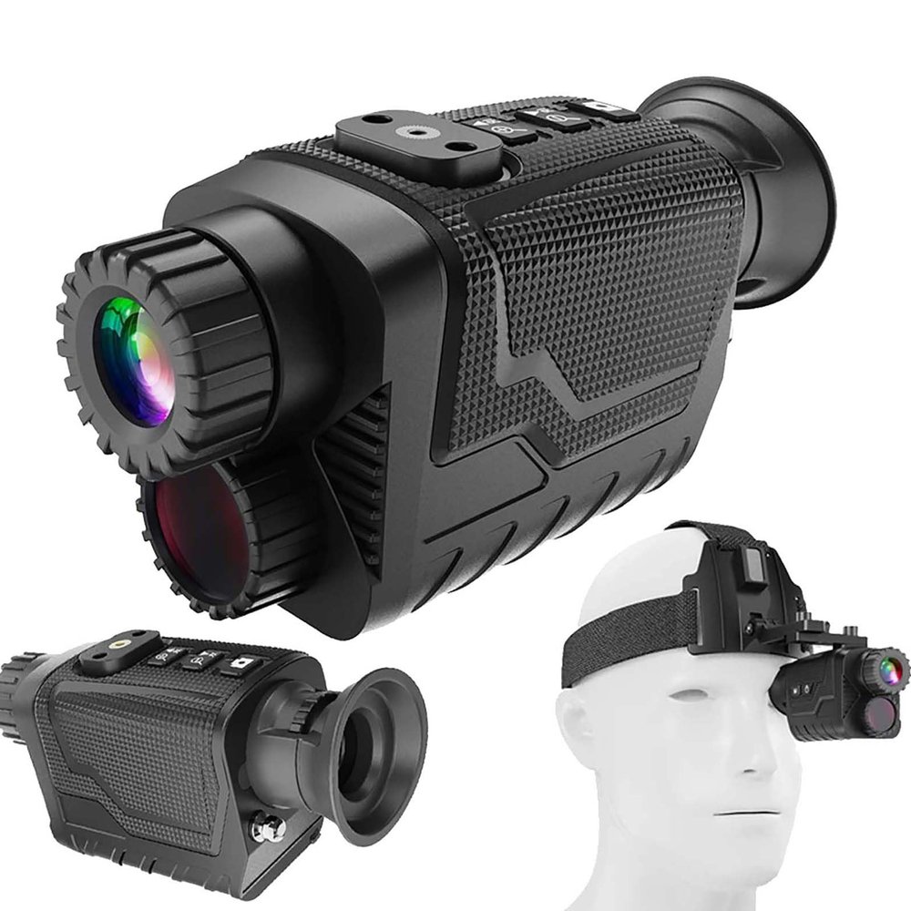 SKIOVEMI Head & Helmet Mounted Night Vision monocular, 4K HD Infrared Digital Night Vision Goggle with Photo and Video Shooting for Camping Travel