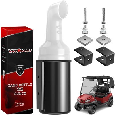 VYYOKMU No Drilling Golf Cart Sand Bottle with Holder Bracket, 1PCS Sand Bottle for Golf Cart Yamaha Club Car EZGO with 1" Square Tube, Golf Cart Sand Divot Bottle Holder Bucket 35 oz Large Capacity