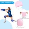 PATIKIL Volleyball Arm Sleeves Knee Pads Set, 4 Pairs Passing Forearm Knee Sleeve with Protection Pads Thumbhole Volleyball Arm Pad for Teenagers Men Women, (5.7-inch/5.5-inch Pink) view 4
