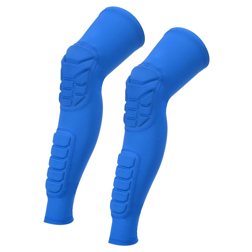 PATIKIL L Knee Calf Pads, 2 Pack Knee Braces Pad Compression Leg Sleeve Protective Calf Shin Guard for Youth Adults Football Basketball Baseball, Blue