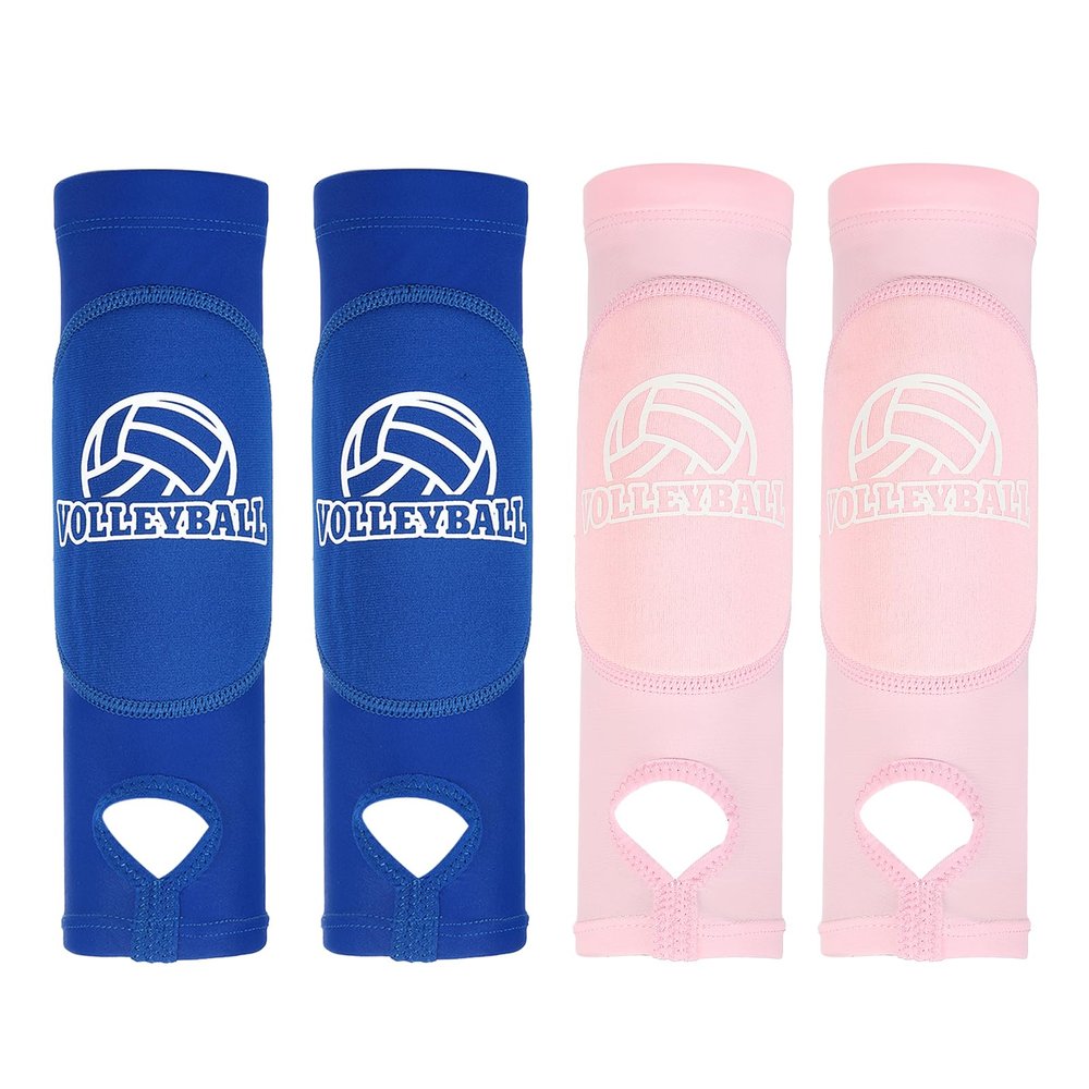 PATIKIL Volleyball Arm Sleeves, 2 Pair Passing Forearm Sleeve with Protection Pads Thumbhole Volleyball Arm Pads for Youth Teenagers Men Women, PinkBlue