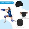PATIKIL Volleyball Arm Sleeves Knee Pads Set, 4 Pairs Passing Forearm Knee Sleeve with Protection Pads Thumbhole Volleyball Arm Pad for Teenagers Men Women, (5.7-inch/5.5-inch Black,Blue) view 4