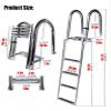 Telescoping Rear Entry Boat Ladder with Install Screw Kit, 4 Step Folding Stainless Upper Platform Pontoon Ladder, for Dock/Swim Pool/Marine (Color : Silver) view 3