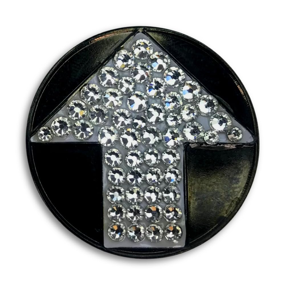 Bonjoc Premium Crystal Golf Ball Marker with Magnetic Hat Clip Arrow | Perfect Golf Accessories, Golf Gift, and Golf Giveaway for Men Women with add-ons Available!, Black, White
