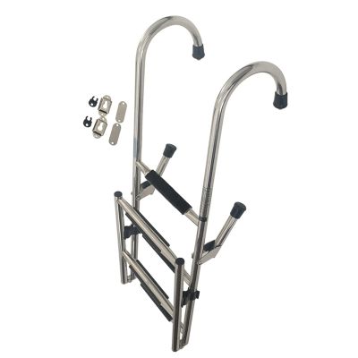 4 5 6 Steps Folding Telescoping Boat Ladder Stainless Steel, Compact Extendable Boarding Ladder for Marine Yacht/Bass Boats, Complete Kits (Size : 4 Step)